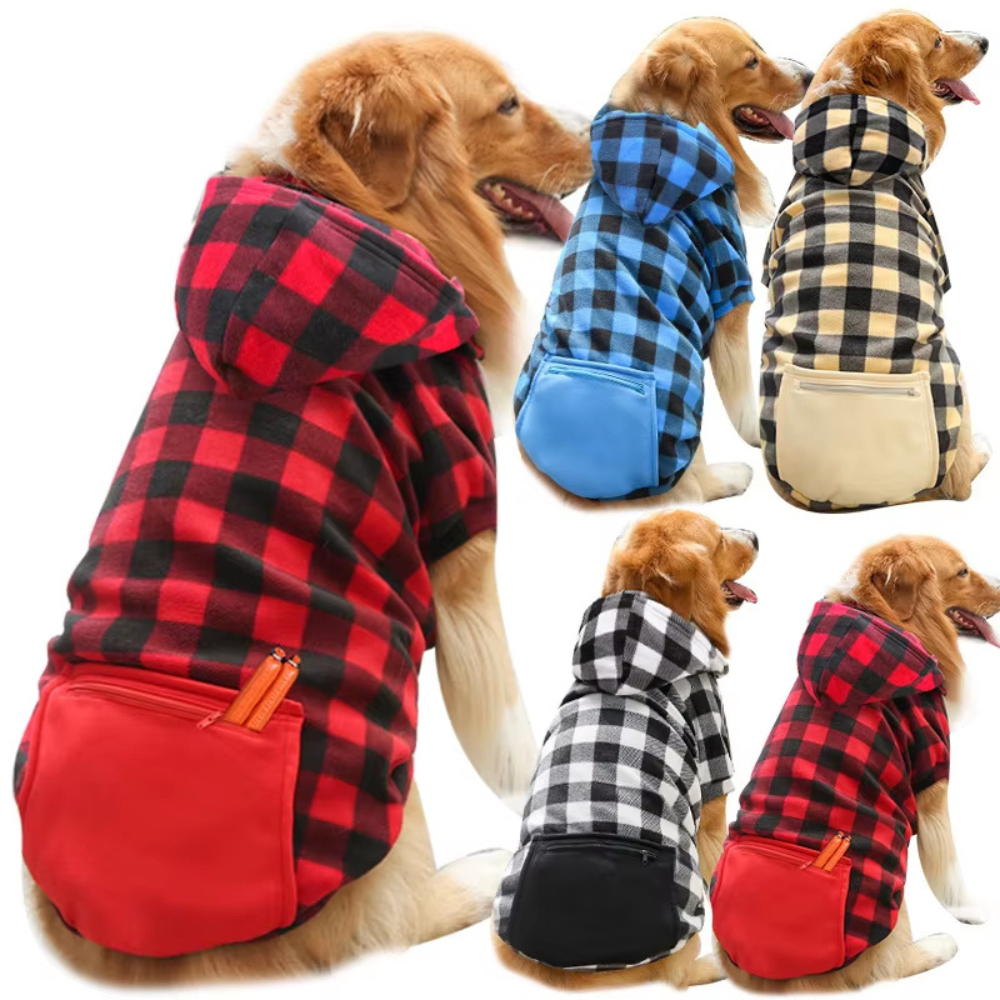 Manteau d'hiver réversible à carreaux pour chien