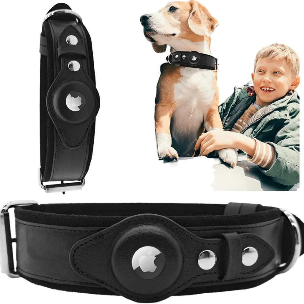 Étui AirTag en Cuir Premium pour Collier de Chien