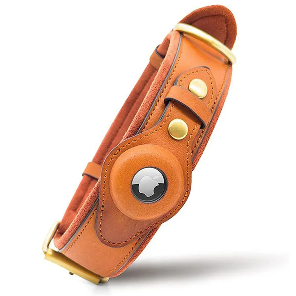 Étui AirTag en Cuir Premium pour Collier de Chien