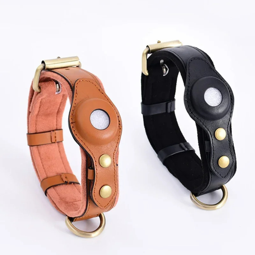 Étui AirTag en Cuir Premium pour Collier de Chien